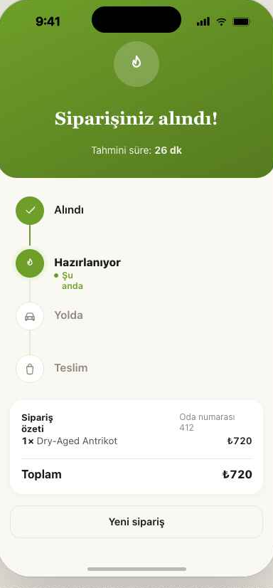 Sipariş takibi: hazırlanıyor, yolda, teslim adımları